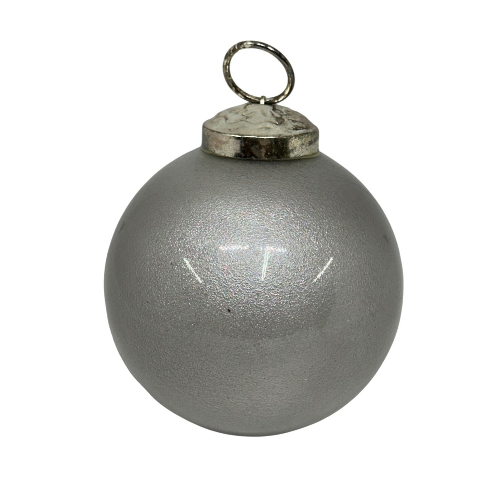 VTG Christmas Ball Ornament Silver Glitter Textured Round Holiday Decor India